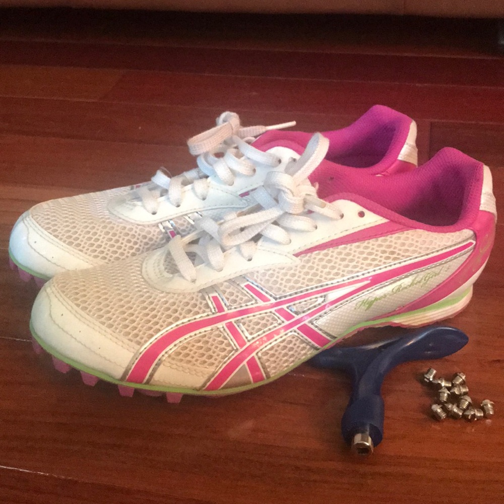 White and Pink Asics Track Spikes Size 7.5